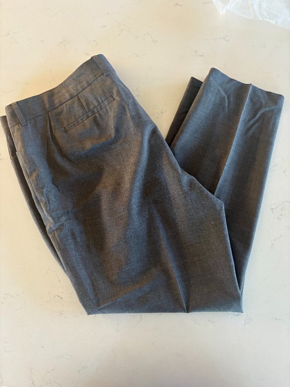 Lafayette 148 New York Heather Gray Virgin Wool Straight Leg Trousers Slacks
